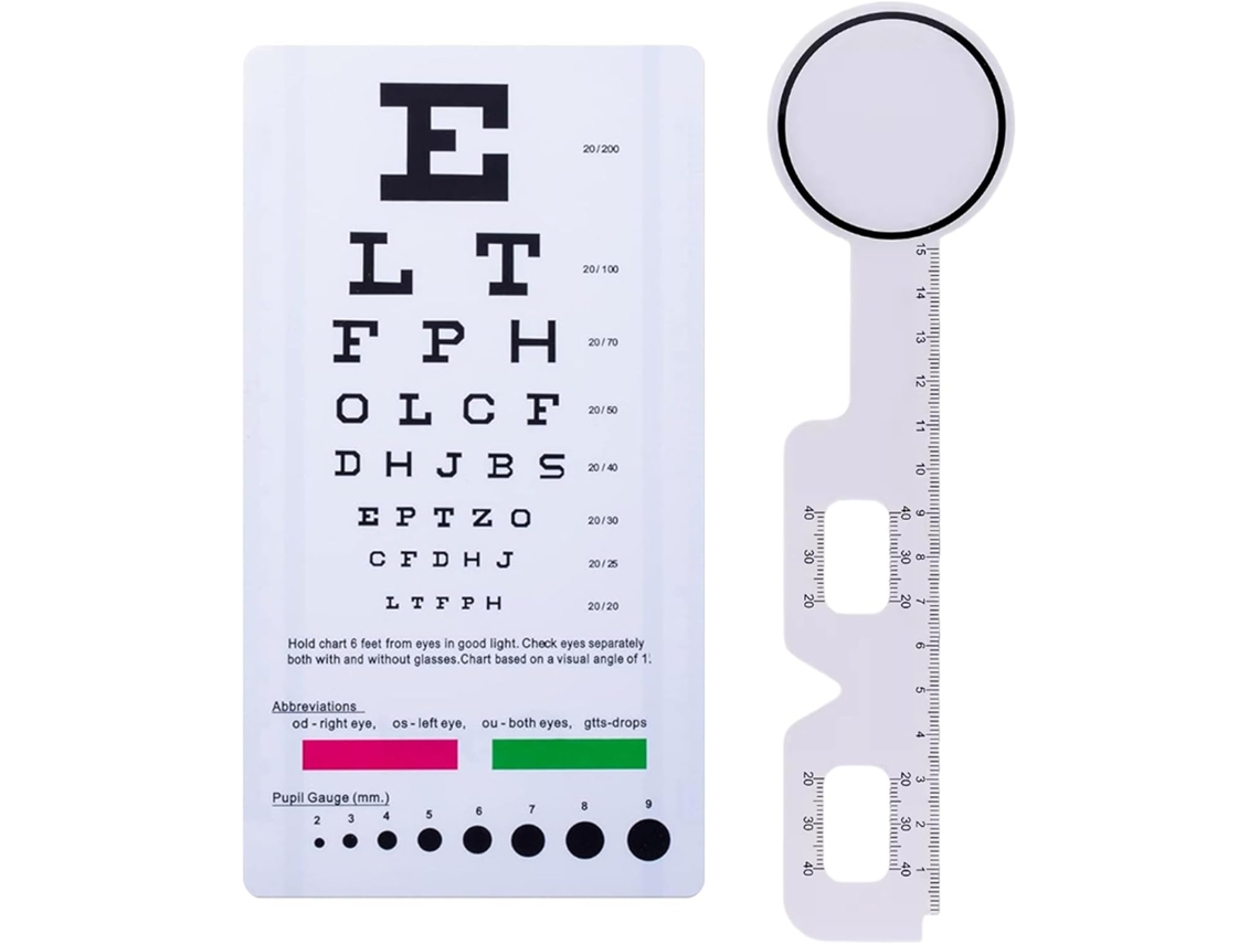 Tabela De Snellen Para Exames Conjunto Parede Com Oclusor Ocular, 2