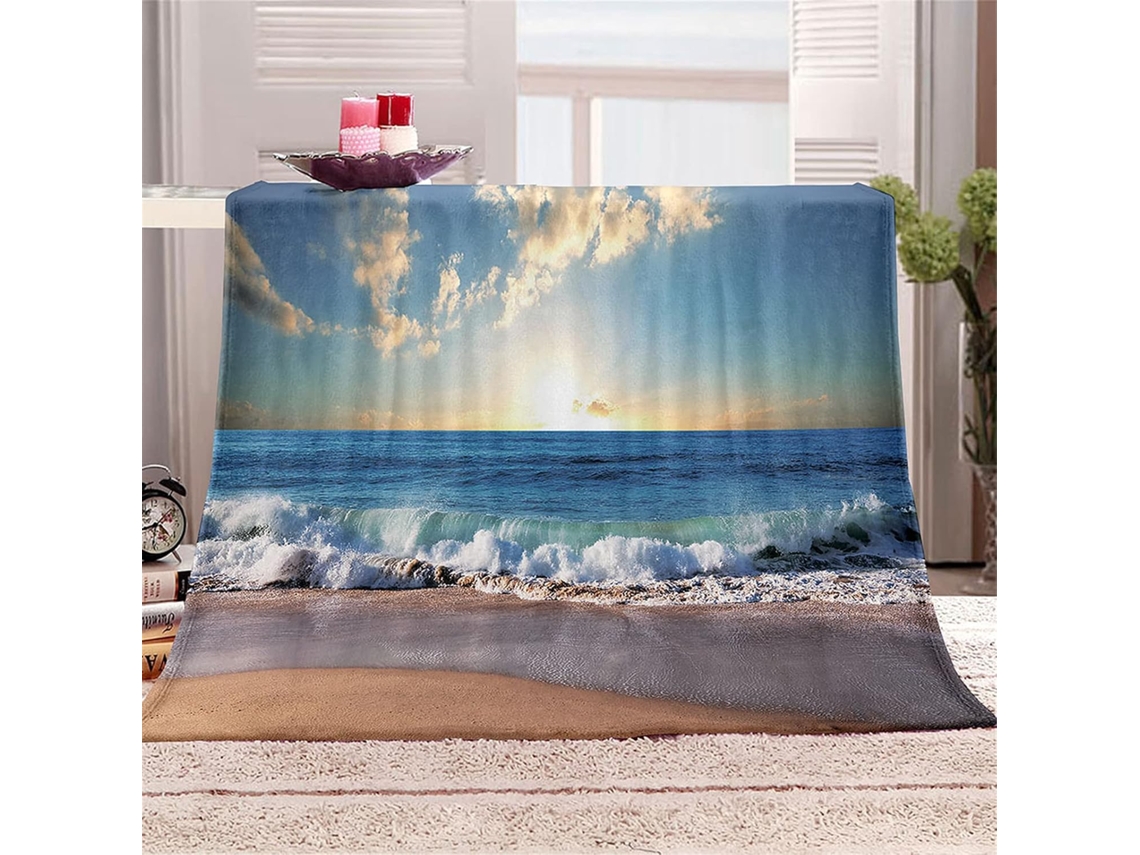 Manta de Flanela Fansu Estampa Praia Inverno Quente Macia e Fofa em Microfibra Ideal para Cama Ou Sofá Adequad