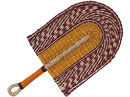 Ventilador artesanal em tom espuma do mar - 43 cm - Estilo tradicional africano trançado -