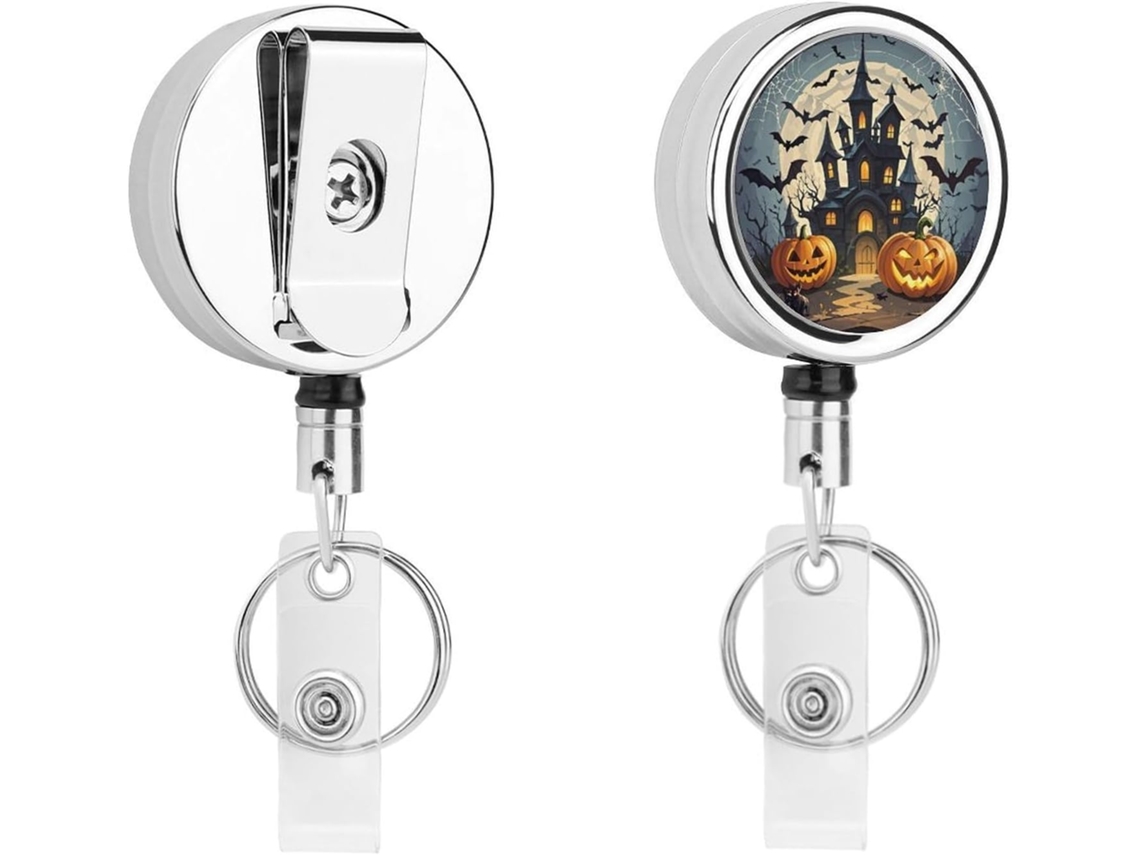 Porta Crachá Decorativo Retrátil, Compacto E Leve, Em Metal, Com Clipe E Argola Chaveiro, Ideal Enfermeiros