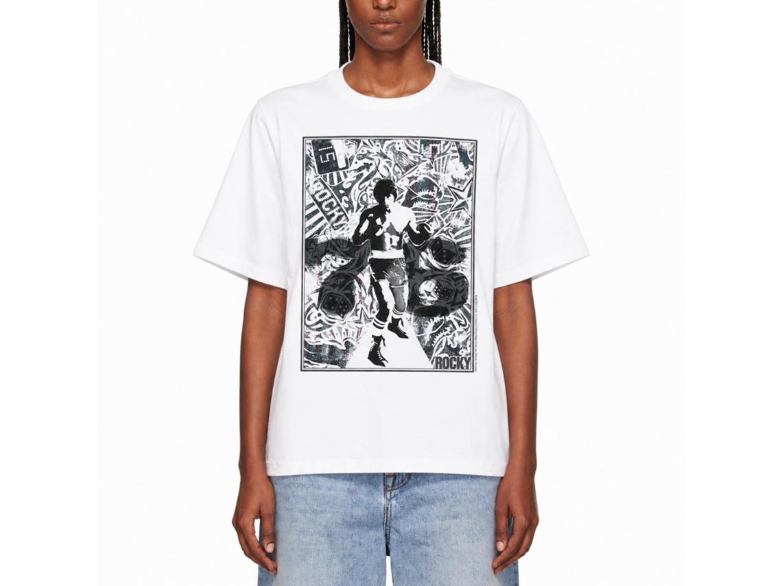 Rockinstone Rocky Movie '76 Collage White Adult T-shirt Size:s