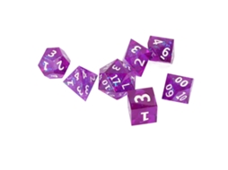 Primerox conjunto de 7 Dados Poliédricos de Resina Roxo para Rpg e Jogos de Tabuleiro com Números Brancos