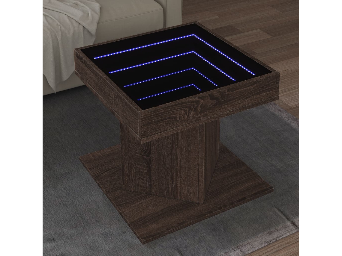 Vidaxl Mesa De Centro C/ Leds 50x50x45 Madeira Processada