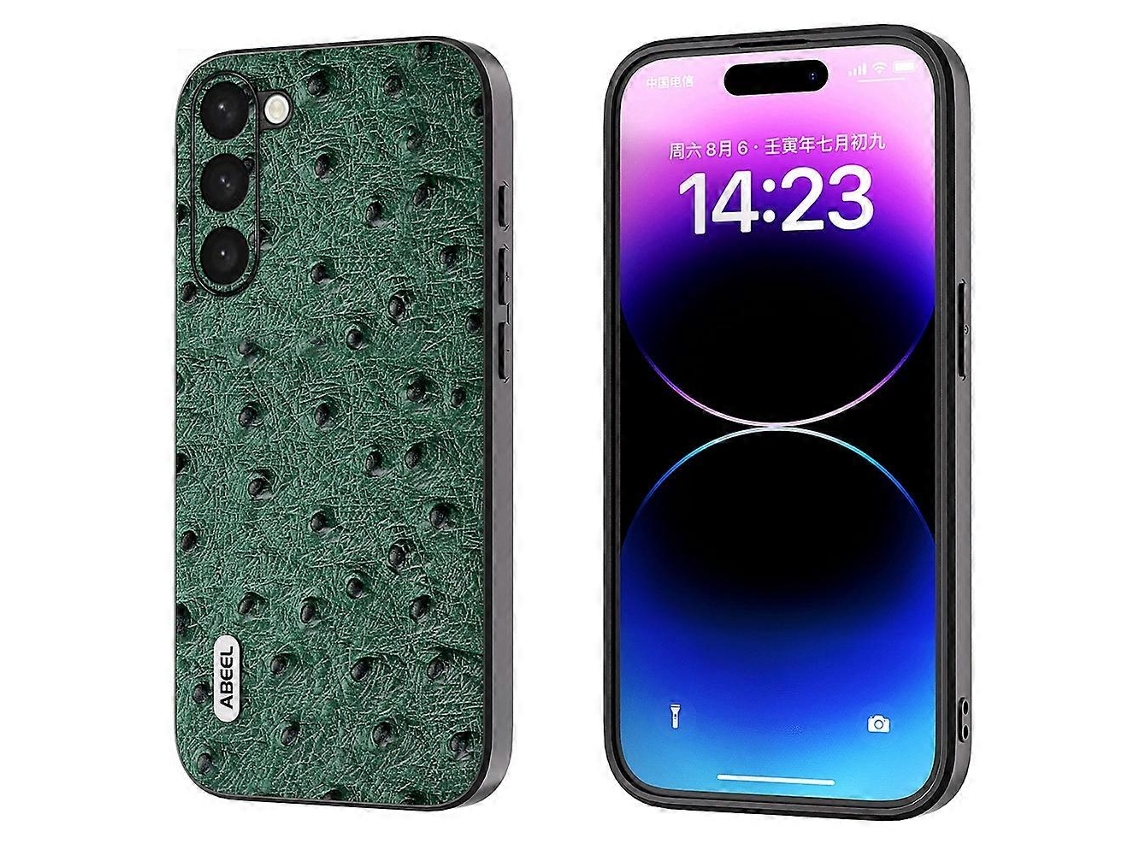 Capa Para Celular Abeel Em Couro Com Textura De Avestruz Para Samsung Galaxy S23 5g