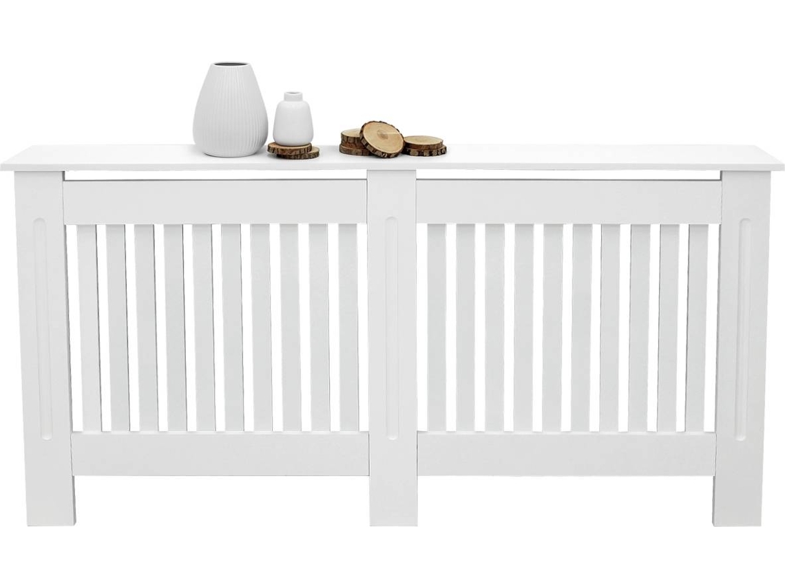 Cobertura do radiador ECD 152x19x82cm MDF branco lacado vintage MDF design ripas