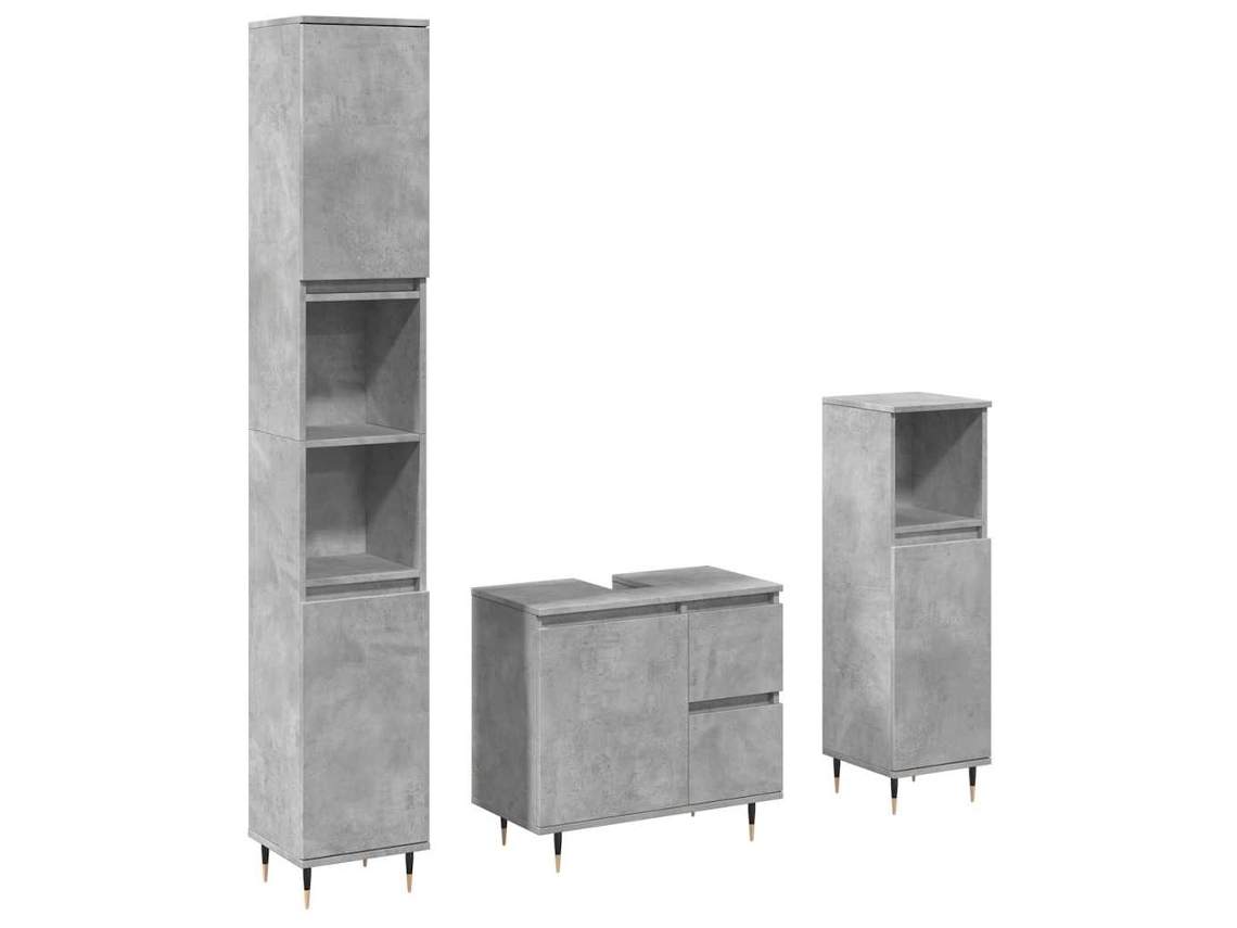 Conjunto de 3 Móveis Casa Banho De Madeira Cinza Cimento MAISON EXCLUSIVE (95x95x45 cm)