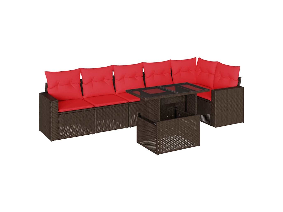 Conjunto de Sofá de Jardim, 7 Peças, Almofadas, Rattan Preto MAISON EXCLUSIVE