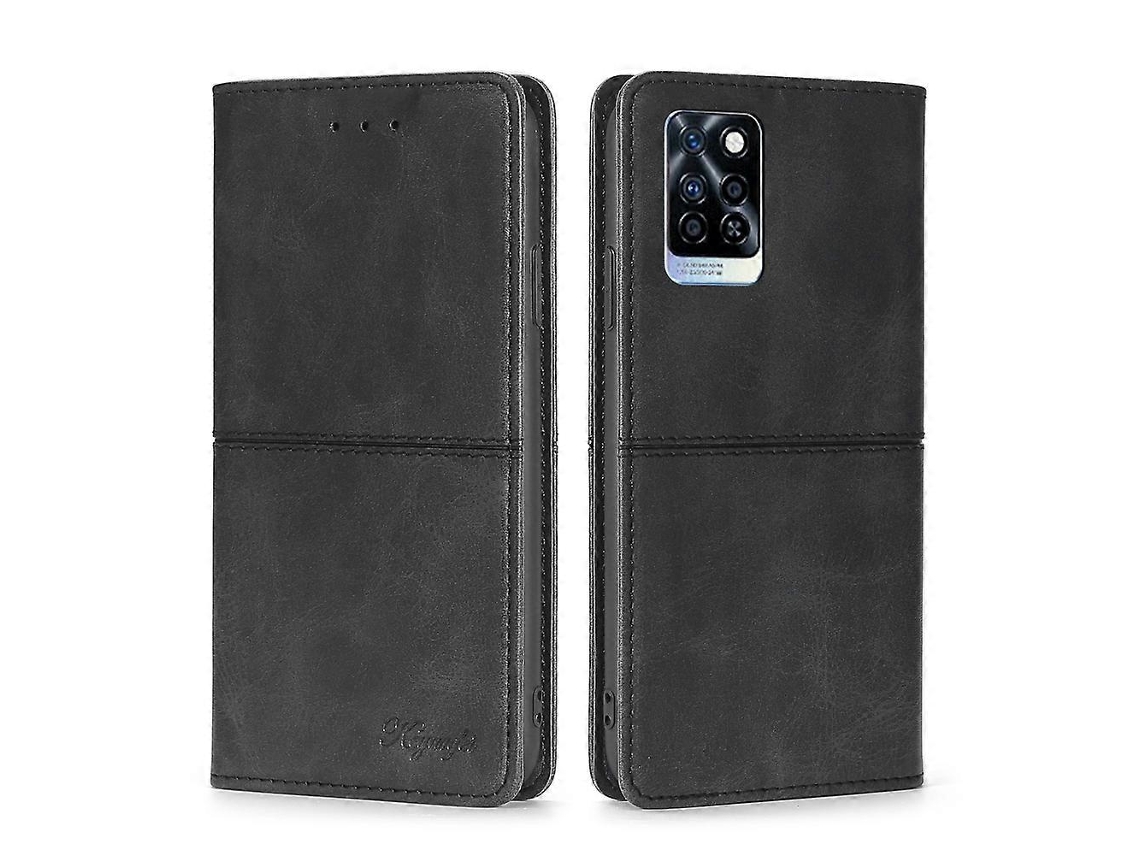 Capa De Celular Infinix Note 10 Pro Em Couro Sintético Com Textura De Vaca E Fecho Magnético Horizontal.