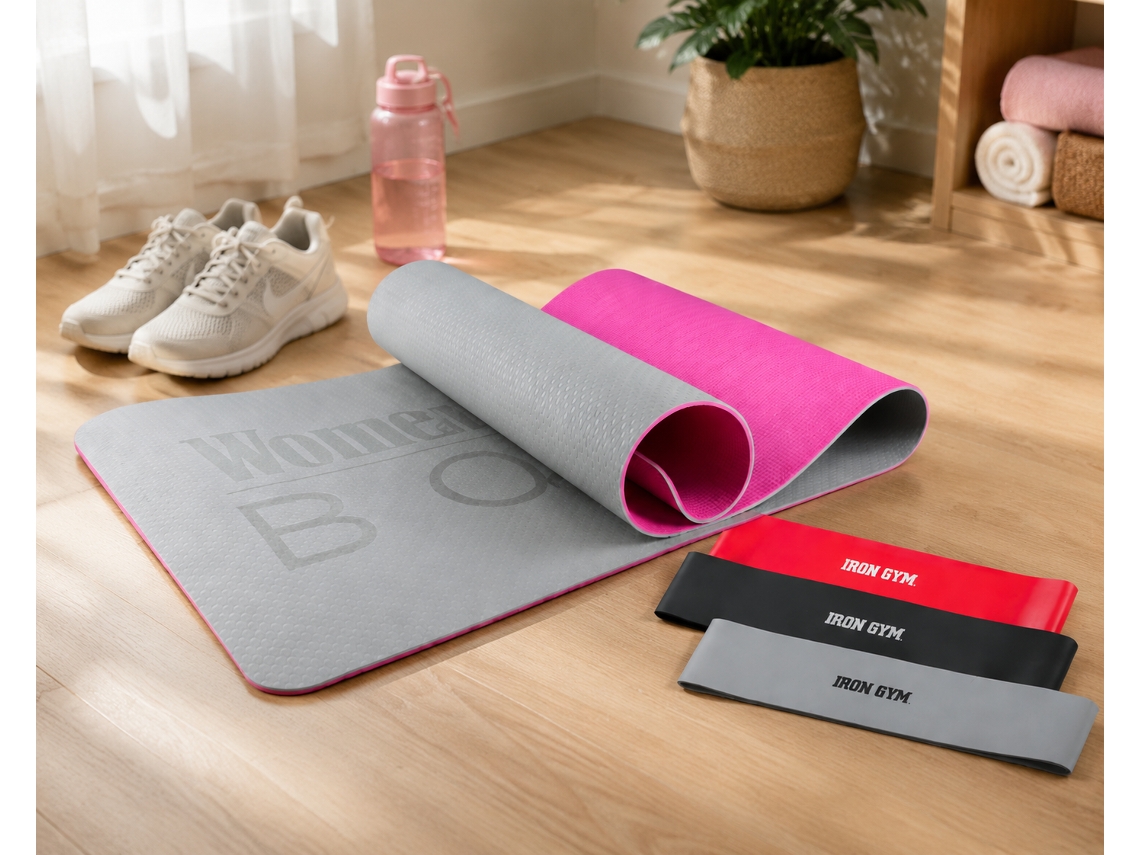 Conjunto Tapete de Ginástica Feminino com Bandas Iron Gym Power Loop 3 Níveis Tapete de Ioga Antiderrapante NORTHIO
