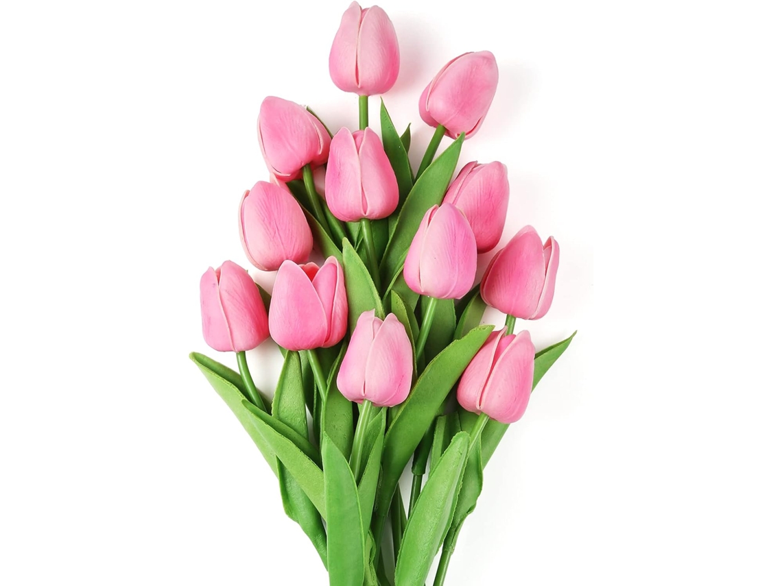 Pacote com 12 Tulipas Artificiais, Arranjos Artificiais para Casa e Escritório e Casamentos, para Decoração de Mesas AQUAFORGE