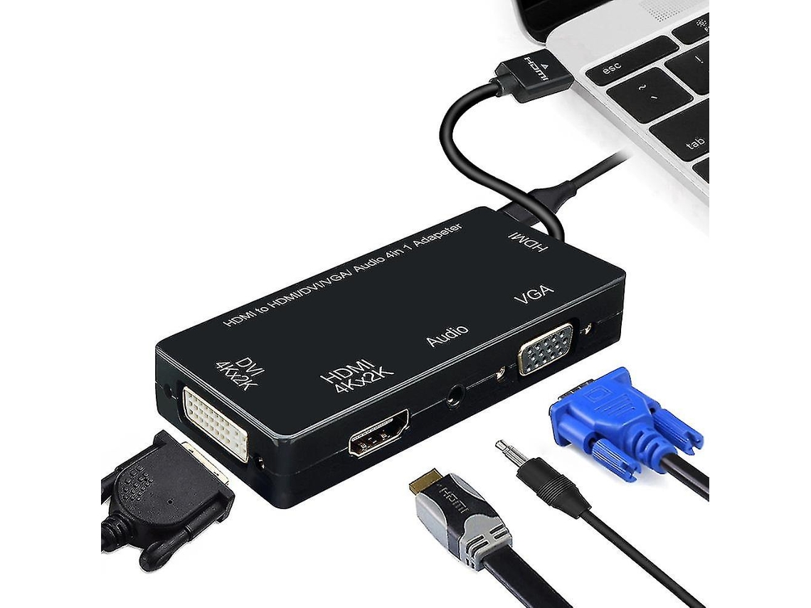 Cabo adaptador 3 em 1 HDMI para VGA, DVI e HDMI com áudio de 3,5 mm (Slowmoose)