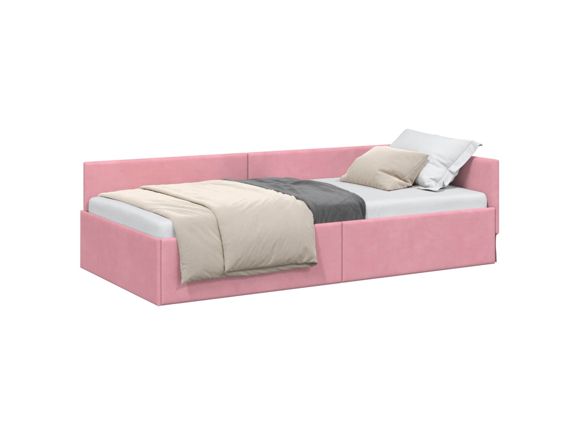Conjunto 1 Estrutura De Cama De Dia Vidaxl Rosa Veludo (80 Cm X 200 Cm)