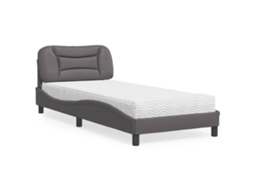 Cama Com Colchão 80x200 Cm Couro Artificial Cinzento