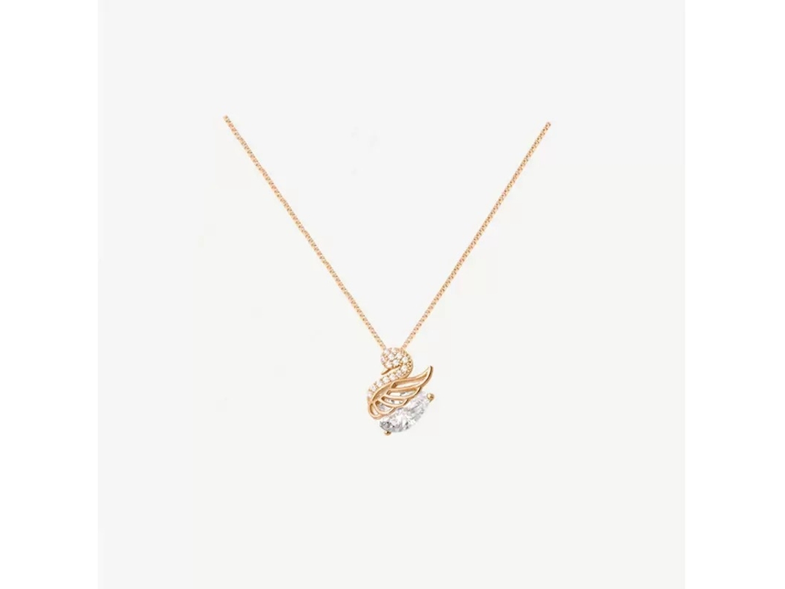 Colar Cisne Pequeno em Prata de Lei S925 : uma Peça Sofisticada e Elegante Que Combina com Tudo. MDUG (ouro Rosa)