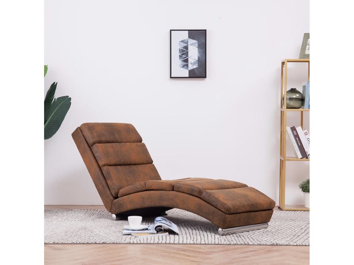 Vidaxl Chaise Longue Camurça Artificial Castanho