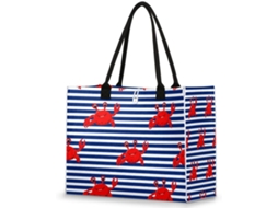 Bolsa Tropicallife Grande e Divertida com Estampa de Caranguejo Listrado para Mulheres e Meninas 42 X 17 X 33