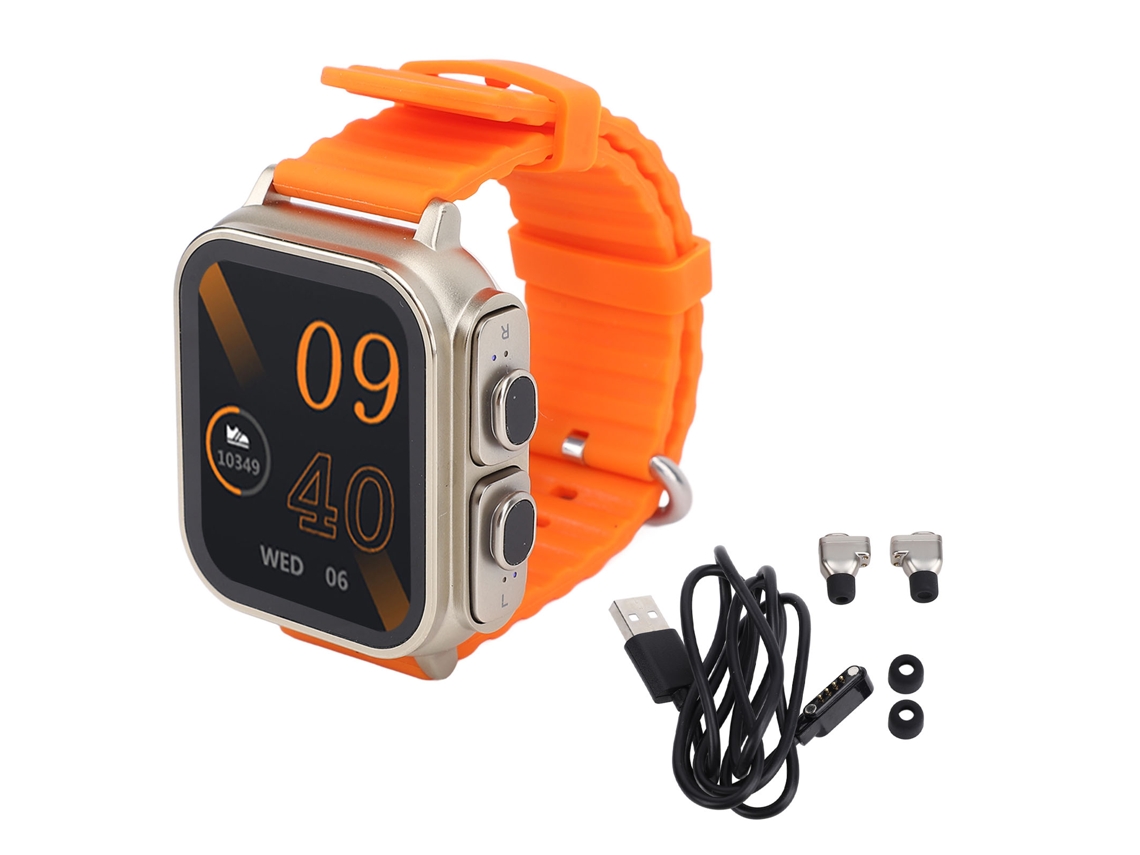 Relógio N22 2 em 1 EOOCOO (com fones, passo, laranja)