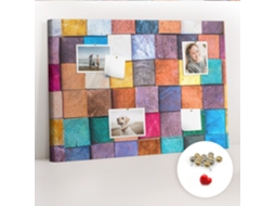 Quadro De Cortiça Com Impressão Cubos De Madeira Para A Sala De Estar Espelharte (70x100 Cm)