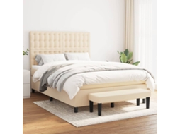 Vidaxl Cama Com Molas/colchão 140x190 Cm Tecido Cor Creme