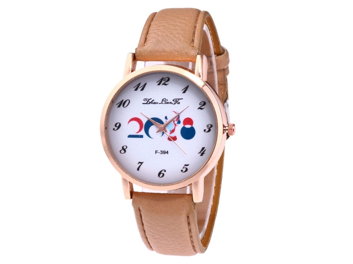 Relógio de Casal Fashionado Pulseira de Couro Grão de Lichia Analógico Quartz (bege)