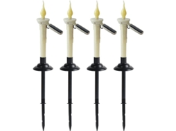 4pcs Lâmpada Solar Vela Com Plugue De Solo Para Jardim Pátio Exterior Decorativa Iluminação
