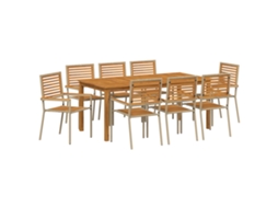 Conjunto 9 Conjunto De Jantar Para Jardim Vidaxl Bege Madeira De Acácia Maciça (180 X 90 X 75 Cm)