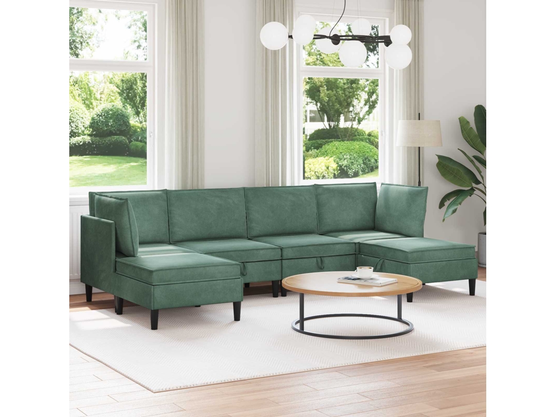 Vidaxl Conjunto De Móveis Para Sala De Estar 6 Unid. Verde Do Mar