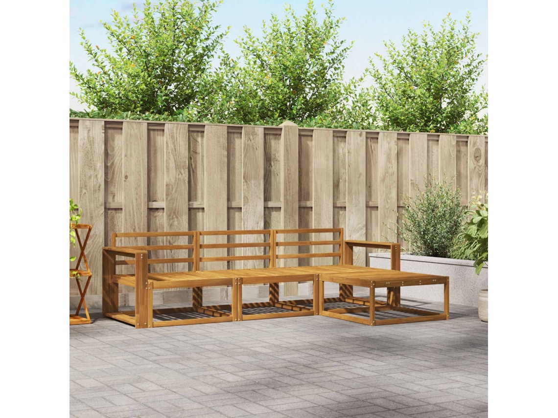 Vidaxl Conjunto De Sofás Para Exterior 4 Pcs Natural