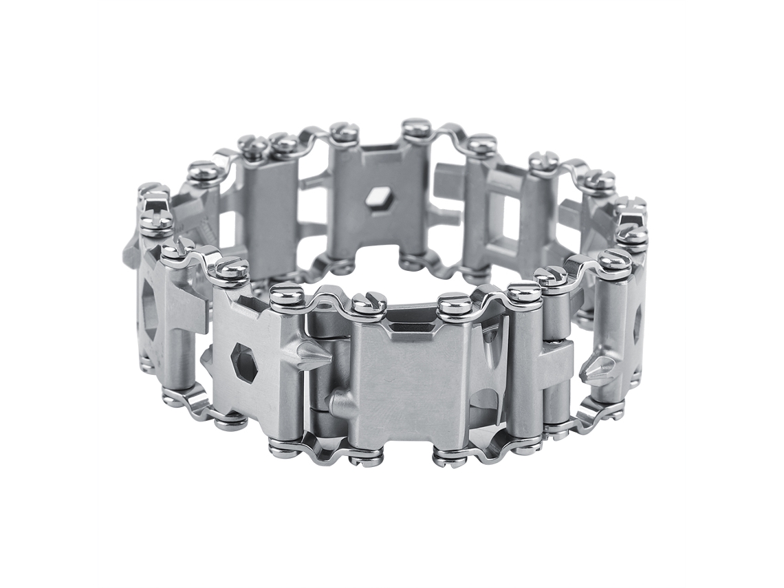 Pulseira multifuncional 29 em 1 em aço inoxidável, ferramenta portátil estilo punk (branca)