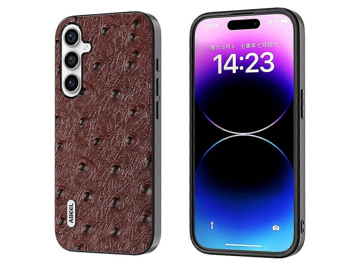 Capa Para Celular Abeel Em Couro Com Textura De Avestruz Para Samsung Galaxy S23 Fe 5g