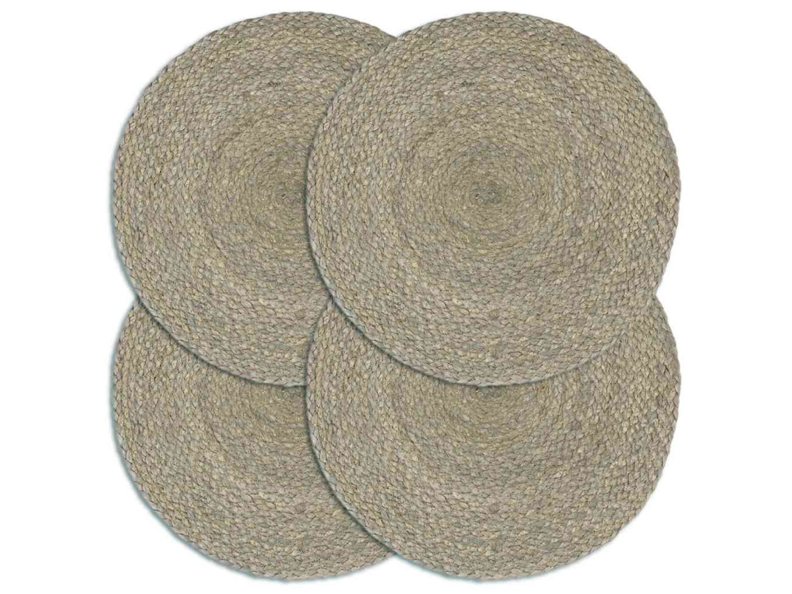 Vidaxl Individuais De Mesa 4 Pcs Juta Liso 38 Cm Redondo Cinzento