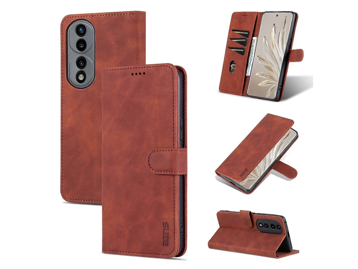 Capa De Celular Flip Em Couro Texturizado De Bezerro Com Toque Suave Para Honor 70 Azns
