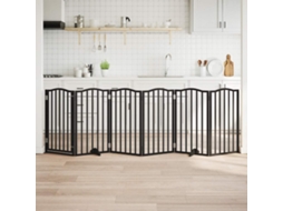Vidaxl Portão P/ Cães Com Porta Dobrável 6 Painéis 300 Cm Álamo Preto