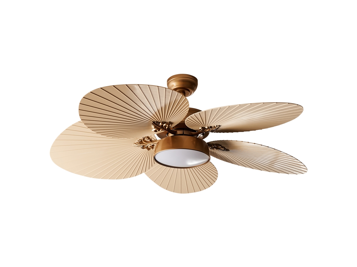 Ventilador De Techo Con Luz Beliani Bormejo De Hierro Dorado 130x130x53