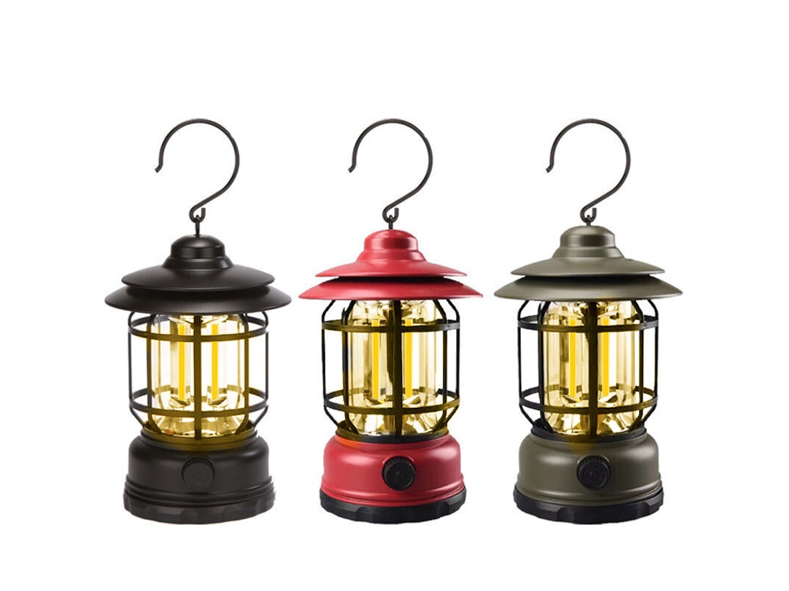 Sem Bateria - Verde - Lanterna Led Vintage Para Campismo Cob Recarregável, Portátil, Impermeável, Lanterna De Emergência Para Exteriores, Tenda, Camin