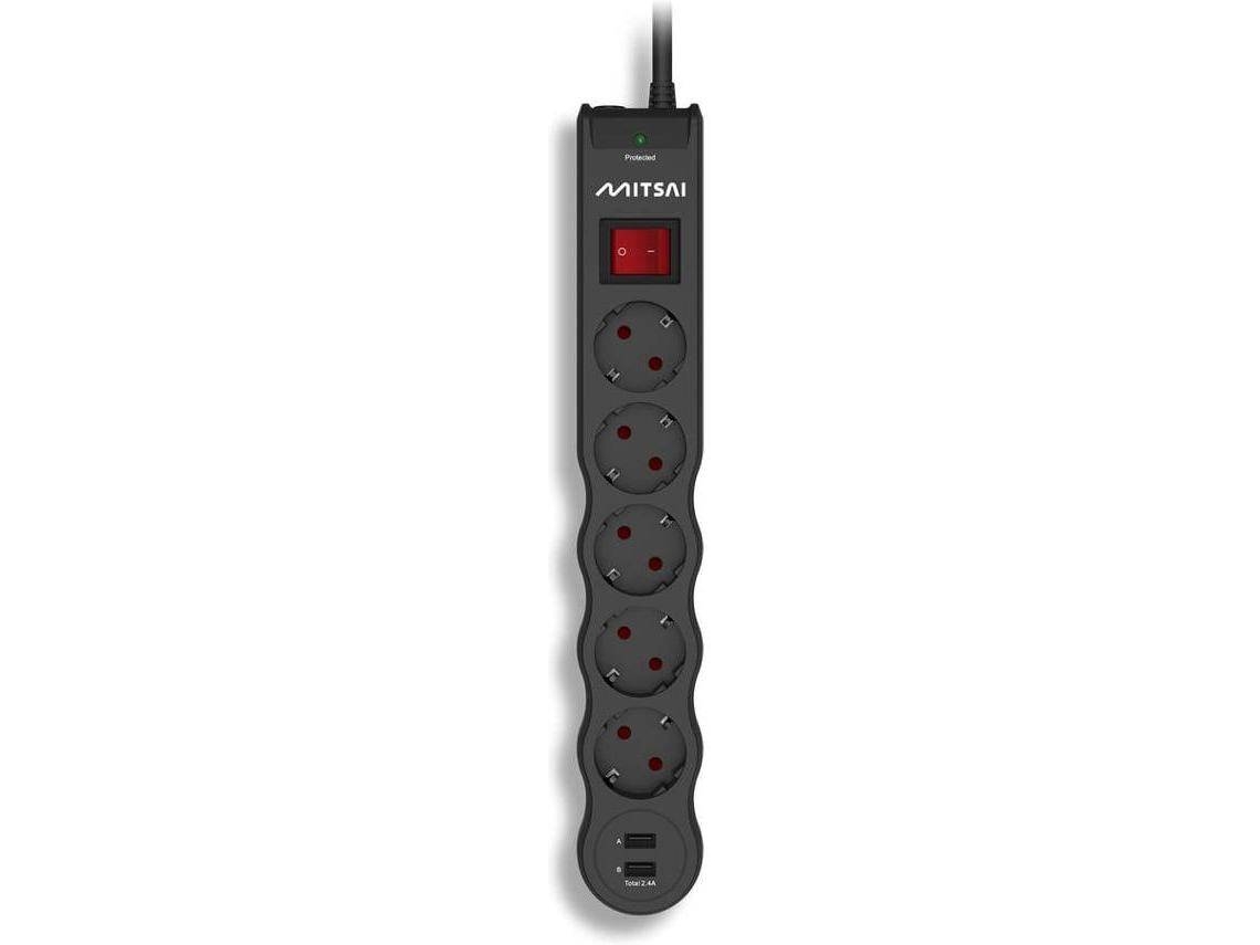Supressor Picos MITSAI 5AC+2USB-A 1,5M (Outlet Grade A)