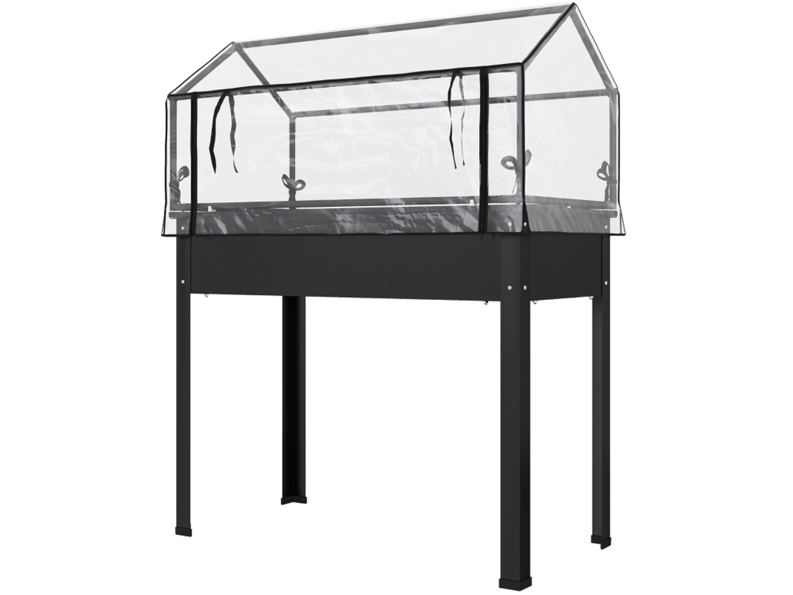 Canteiro Elevado Estufa 100x48x124cm Drenagem Preto Jardim VELTRIX