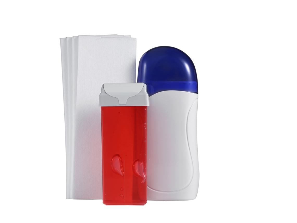 Conjunto De Máquina De Depilação A Cera Para Salão Com Aquecedor, Cartucho De Cera E Papel Depilatório Rosa