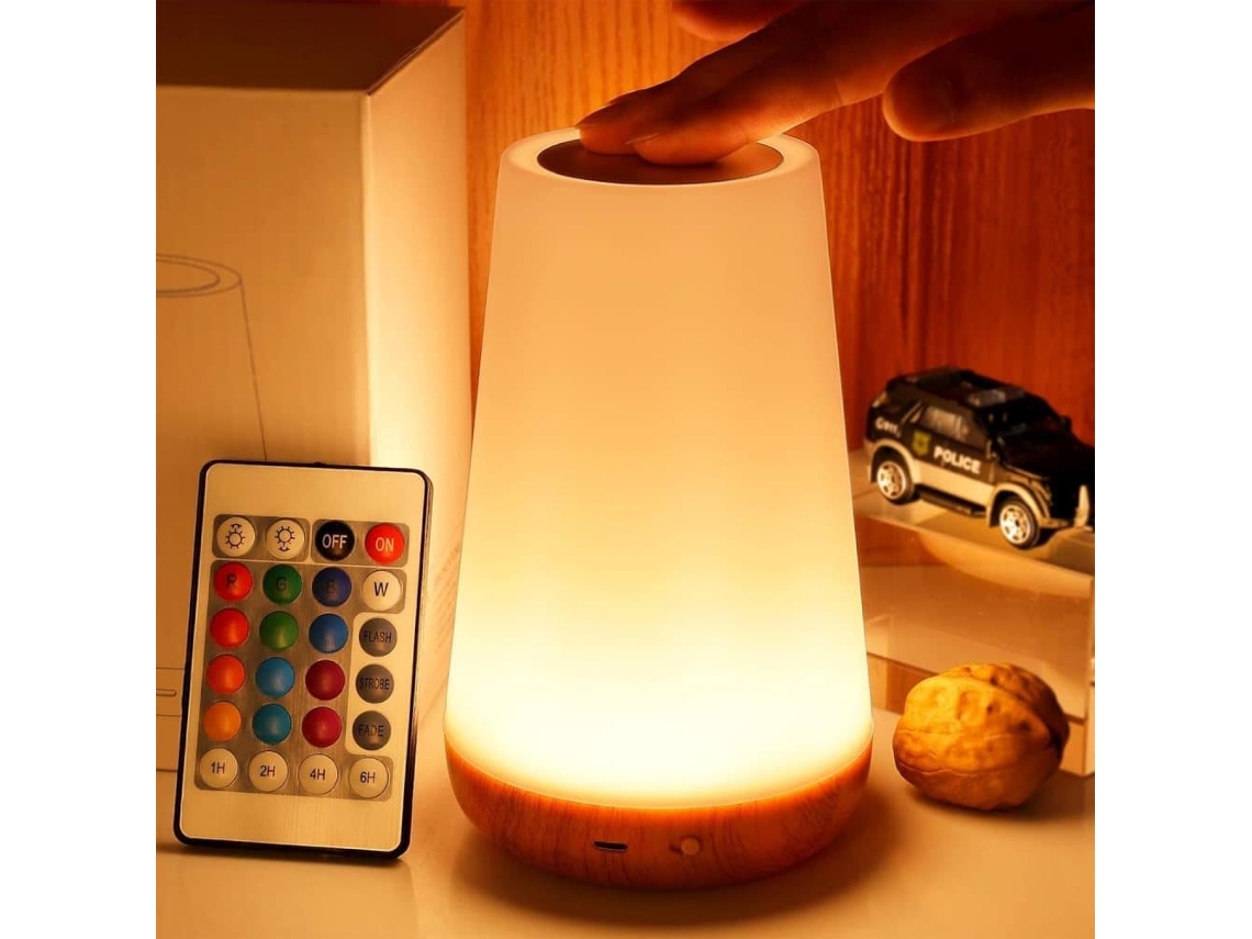Luminária Noturna Led Com Controle Remoto, Abajur De Mesa Sensível Ao Toque Com 5 Níveis Brilho E 13 Cores Rgb Para Crianças, Bebês E Quartos