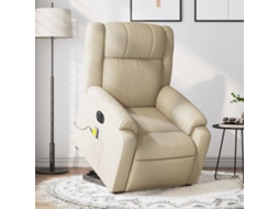 Vidaxl Poltrona Elétrica Elevatória Massagens Tecido Creme