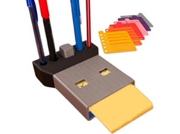 Bloco De Notas Mesa Impresso Em 3d – Formato Pen Drive Com Porta-canetas Organizador E Gabarito Para