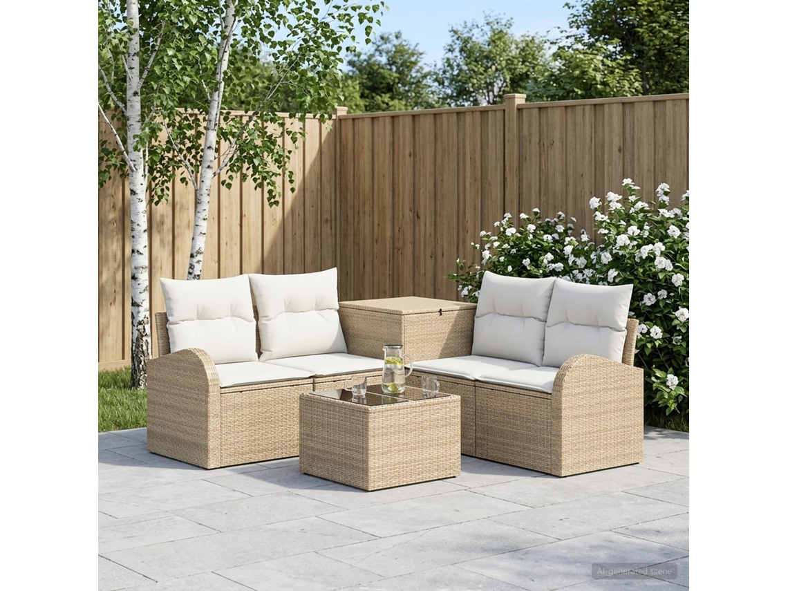 Vidaxl Conjunto De Sofás 6 Unid. Bege E Branco Creme