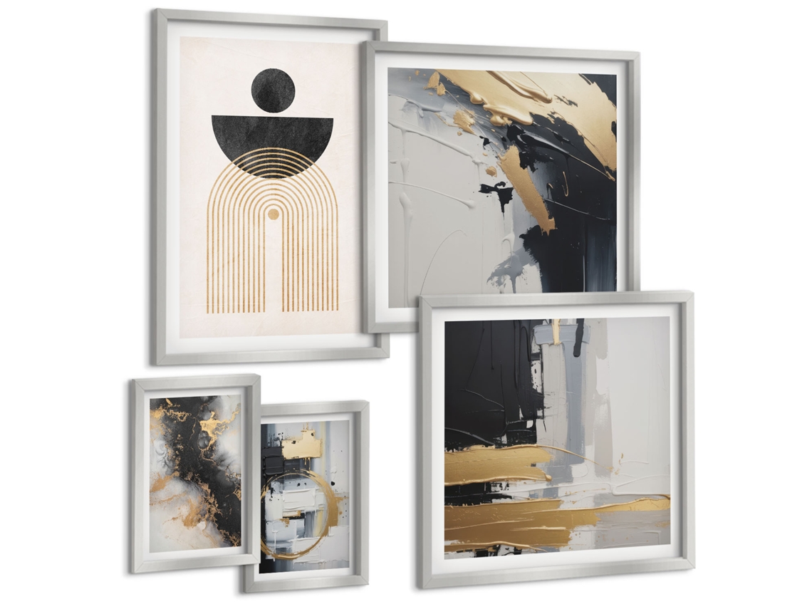 Conjunto De Pinturas Composições Abstratas Modernas Espelharte (5 Peças)