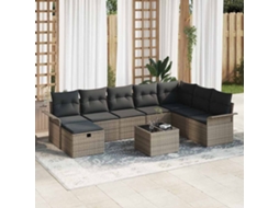 Vidaxl Conjunto De Sofá De Jardim 9 Pcs Cinzeto Rattan Sintético