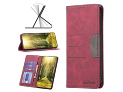 Capa De Couro Com Aba Magnética E Blocos De Cores Para Infinix Smart 6 Bf10