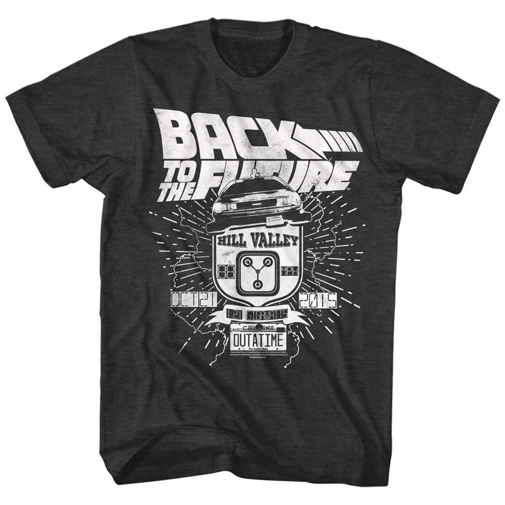 Rockinstone Back To The Future Movie Vintage Car Heather Black Adult T-shirt Size:xxxl