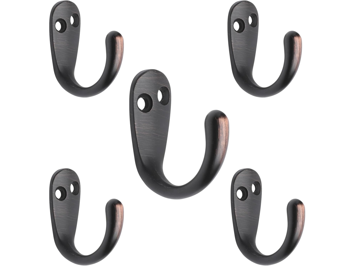 Conjunto de 5 Ganchos Parede Simples, Estilo Campestre, Bronze Oleado BRILVIBERA