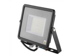 Projetor Smd Led Chip Samsung 50w 6500k Corpo Preto/vidro Cinza V Tac