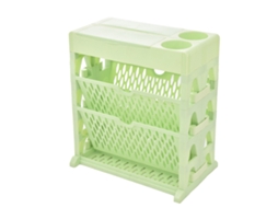 Estante de Livros 2 Camadas com 2 Cestos de Armazenamento Verde para Sala e Quarto