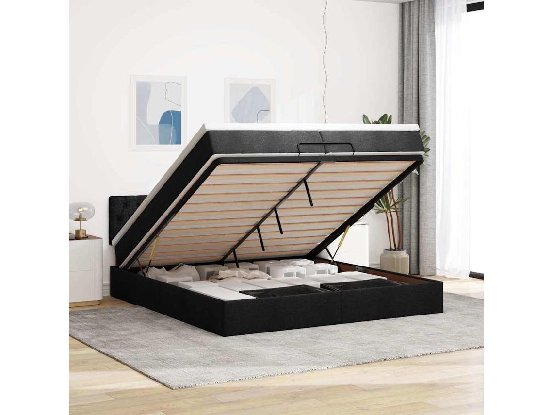 Vidaxl Estrutura De Cama Otomana Com Colchão 120x190cm Castanho Escuro